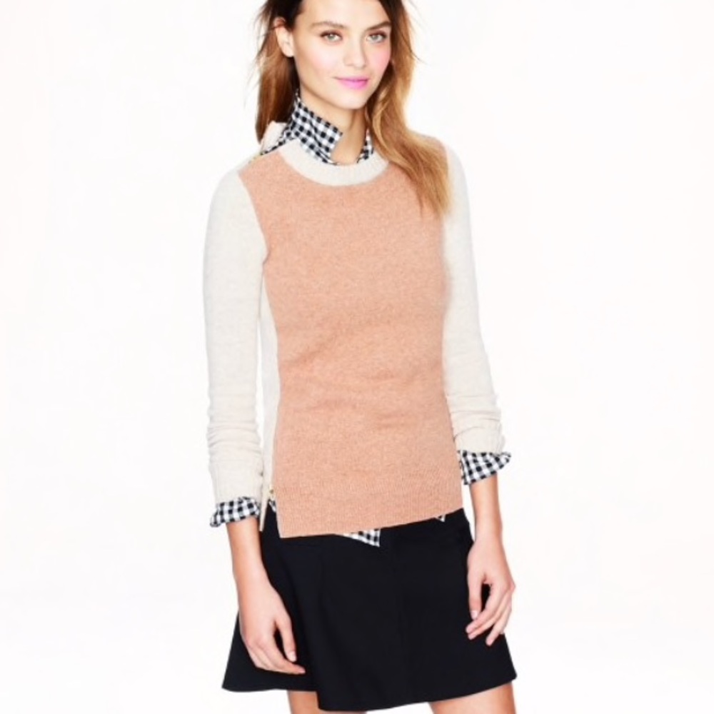 J. Crew Double Zip Colorblocked Sweater